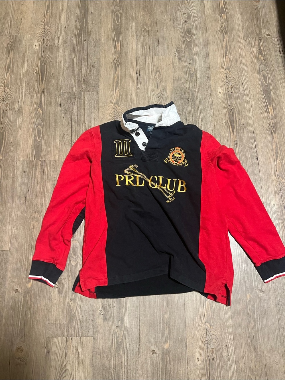 Polo by Ralph Lauren Black & Red Long-Sleeve Rugby Polo